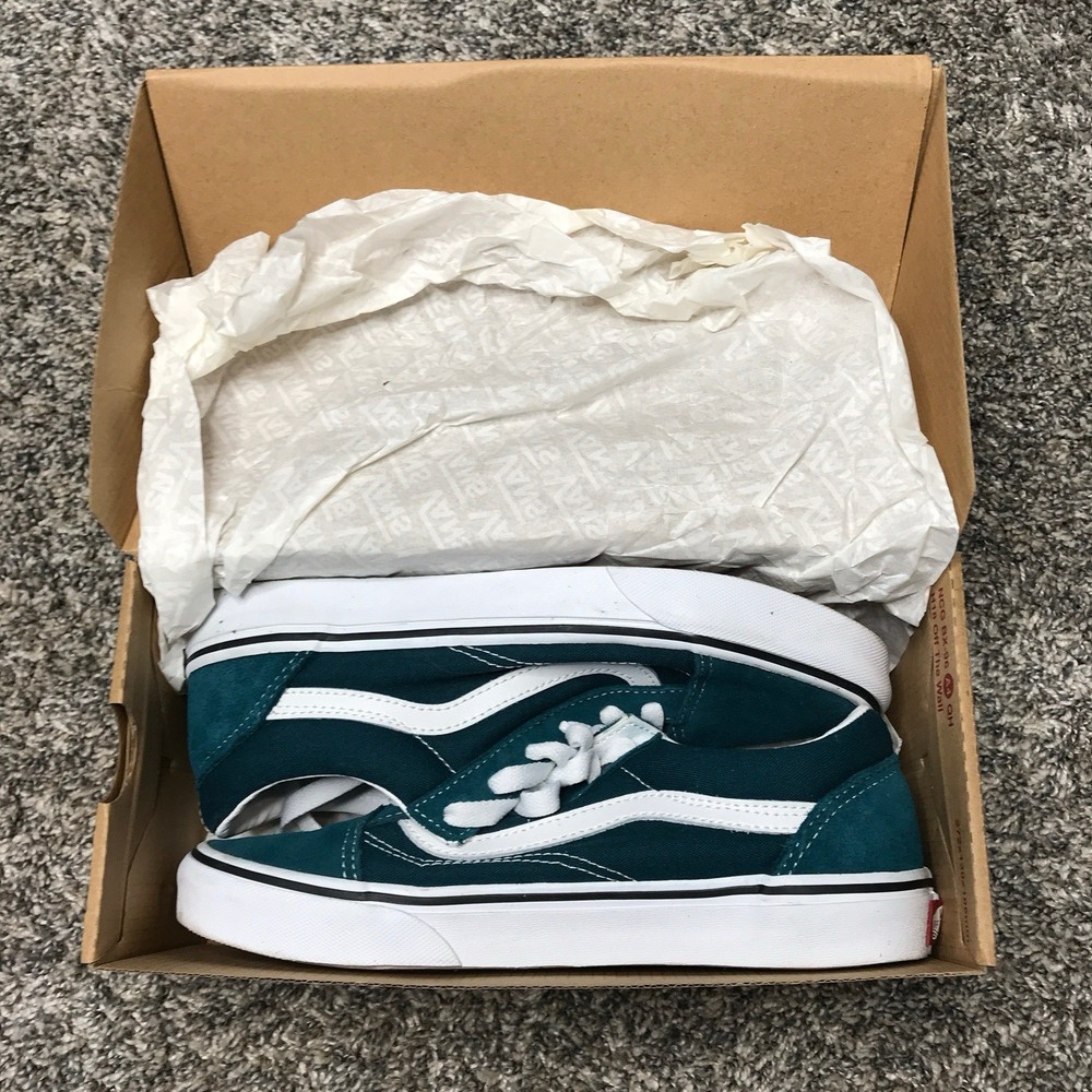VANS Off the Wall Juniors Size 5 Dark Green Skate Board Low Top Shoes Gum Bottom
