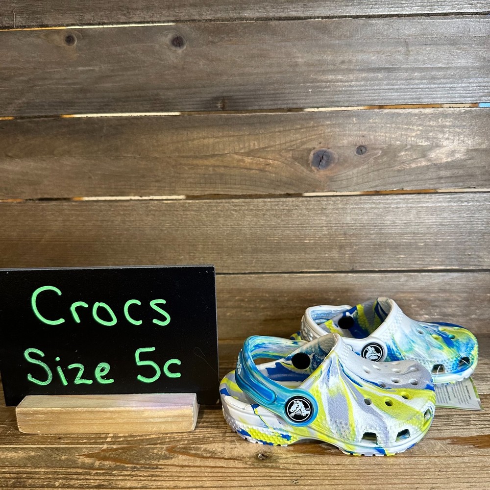 New NWT Little Kids Crocs Classic Marbled Sandals Clogs Shoes Size 5 C