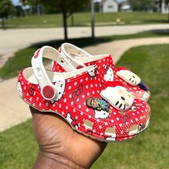 Crocs Hello Kitty 50th Anniversary Red Classic Polka Dot Clogs Toddler Size 11