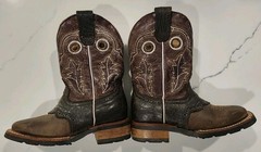 Redhawk Western Pull-On Mid-Calf Boots Embroidered Square Toe Kids Size 11