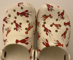 Kids J2 LOBSTER Crocs White Red classic clog Beach nautical