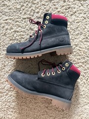 Timberland Premium 6” Waterproof Boots Black Red Youth 2.5 EU 34.5
