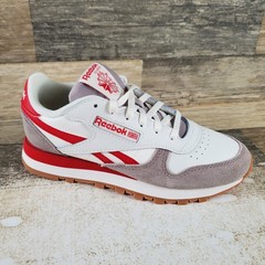 Reebok Classic Kids Shoes Sz 3.5 Hazy Gray Chalk Vector Red Lace Up Sneakers
