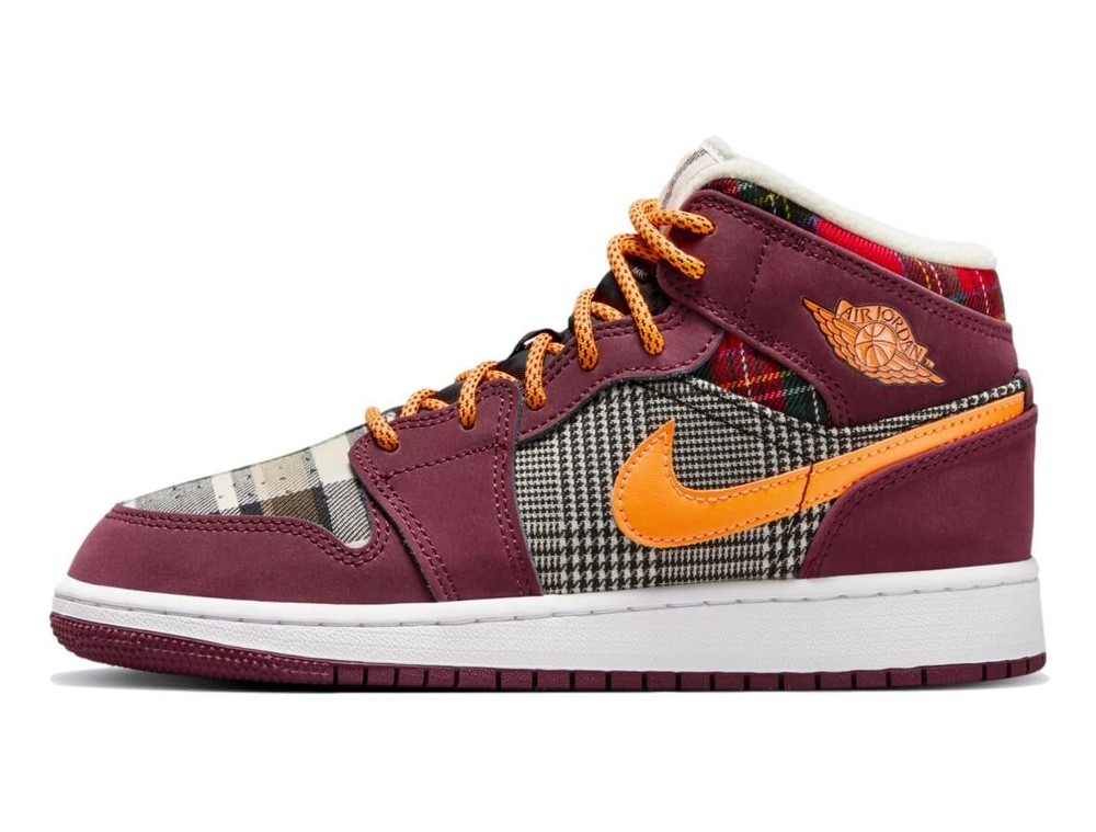 Nike Air Jordan 1 Mid SE (GS) ‚Night Maroon Black Plaid‘ FD5460-608
