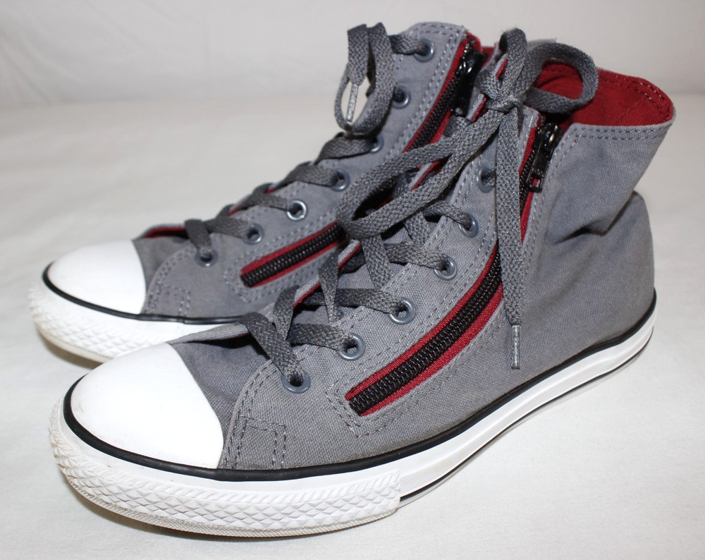 Converse CTAS Shoes Youth Junior 6 Double Zip High Top Gray Maroon