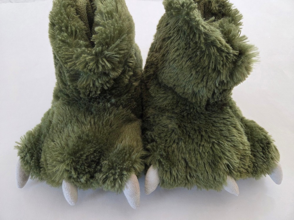 GUC Little Kid’s Size Small LAZY ONE Green Animal Dinosaur Monster Slippers