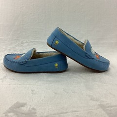 Lands End Slipper Youth Sz 5M Blue Peanuts Snoopy Woodstock Fur Glow In The Dark