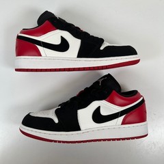 Jordan 1 Low Black Toe 2019 GS White Black Gym Red 553560-116 Kids Size 6Y