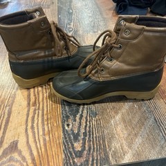 Sperry Duck Boots Brown Waterproof Lace Up Youth Size 2 Winter Rain Boots