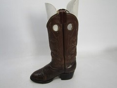 Custom Made Youth Sz 4 EE Brown Leather Lizard Skin Print Buckaroo Cowboy Boots