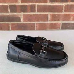 Steve Madden Blange Black Leather Slip-on Buckle Loafers Kids‘ Unisex US Sz 13
