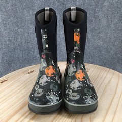 Bogs Classic Moons Boots Youth 6 Winter Pull On Round Toe Mid-Calf Gray Black