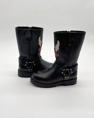 HARLEY DAVIDSON Black Riding/Motorcycle Boots Embroidered Logo Toddler Size 11