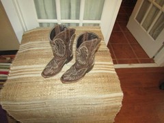 Wildflowers Brown Square Toe Wings Cross Western Boots Youth size 13 Mex 20