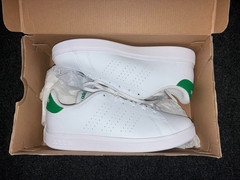 Adidas Advantage Base 2.0 J White Green Tennis Shoes ID3889 Youth 7