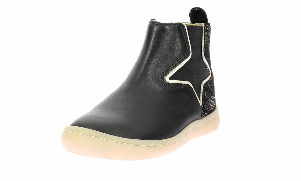 Boys Girls Kick Popstar Ankle Boot, Black/Gold, 34 EU