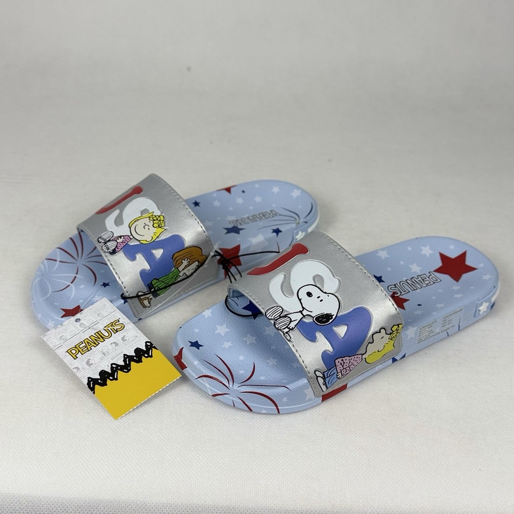 Peanuts Snoopy Slide Sandals Blue Kids Size 1 NEW