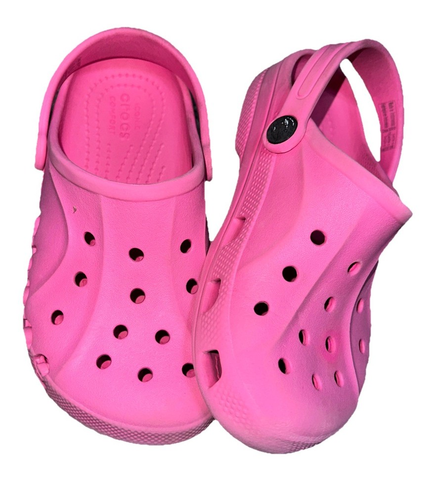 Crocs Baya Clogs Junior Kids J2 Pink Comfort Shoe Sandals See Photos