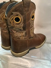 DAN POST Cowboy Buckaroo Square Toe Boots Size Youth 3.5 D Brown Leather Western