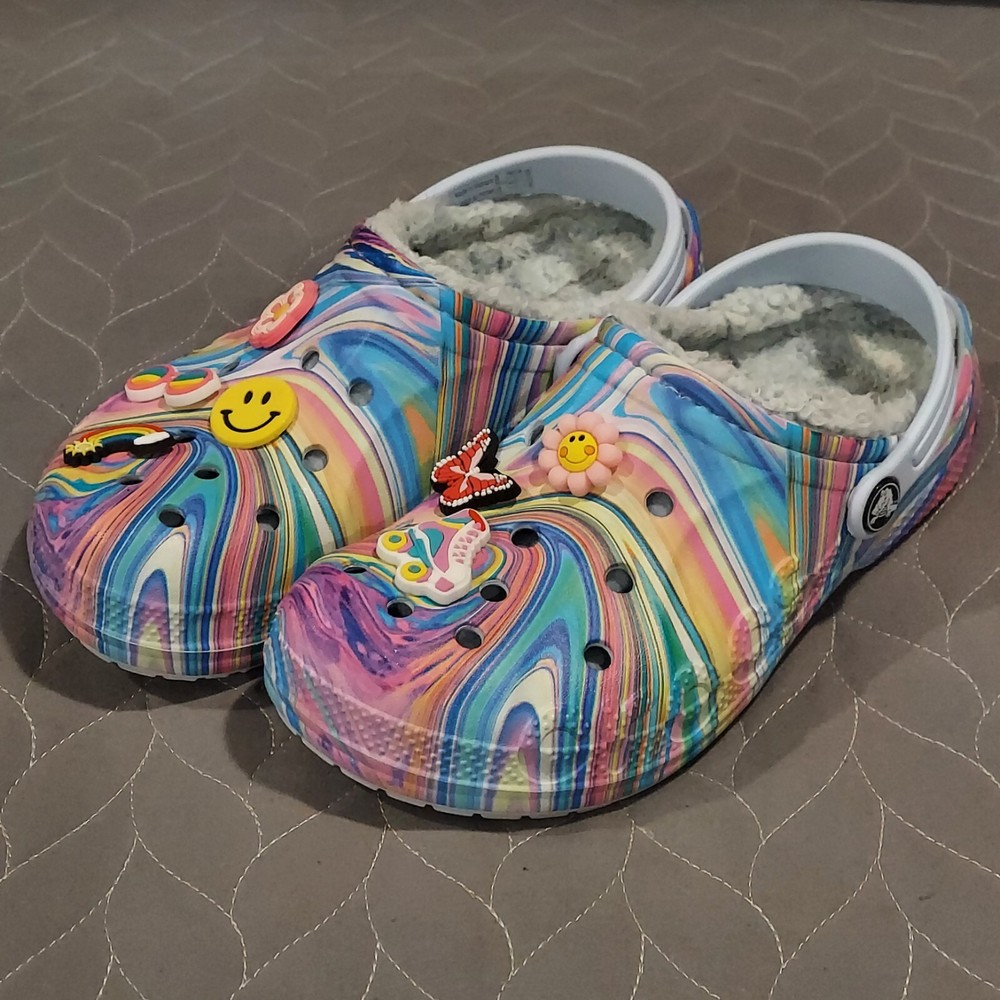 Crocs Baya Juniors 3 Lined Pastel Swirl Out of this World II Clogs Shoes