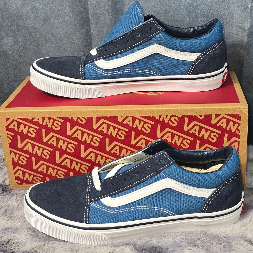 NWB Vans Old Skool Navy Blue Suede Canvas Skate Shoes Kids Size 6.0/ WMNS 7.5