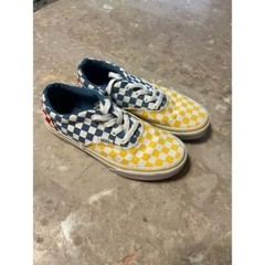 Vans unisex size 3 blue and yellow checkered shoes