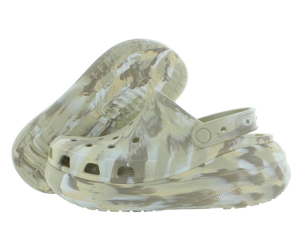 Crocs Classic Crush Marbled Clog Unisex Shoes Size 9, Color: Bone/Multi Marbled