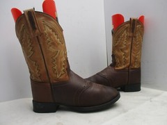 Old West Brown Leather Cowboy Boots Youth Size 2.5 Style 1936