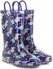 Girls Unicorn Pull On Boots Deep Purple / Navy Color Light Up heels 11/12 MMark