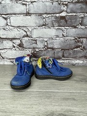 DR MARTENS BLUE CANVAS Clover Fold Down BOOTS YOUTH AIR WALK Boys 5M US/20EU