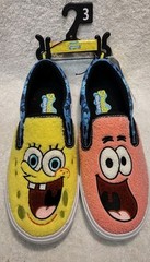 NWT Fleece Sz 3 SpongeBob SquarePants & Patrick Slip on Shoes. Unique & Cute!!