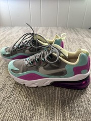 Nike Air Max 270 React Shoes Youth Size 4.5Y Gray Purple Sneakers BQ0103-007