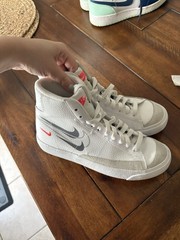 Nike Blazer Mid White Gray Red High Top Kids Sneakers Leather Size 5Y