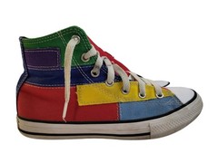 Converse All Star patchwork color block hi top sneakers unisex boys girls sz 3Y
