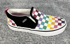 Vans Rainbow Checkerboard Slip-On Sneakers Kids Missy Size 11.0 **READ DES**