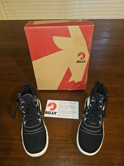 BILLY High Top Sneaker’s Big Kid’s 12M Short Wrap Black White Zip Shoe