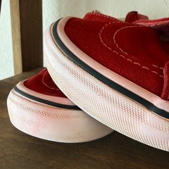 Vans Sk8-Mid V Red White Hook & Loop Youth Size 3 Sneakers Canvas Suede
