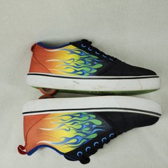 Heelys Pro 20 Flame Print Roller Shoes Black Multicolor Youth Size 7 Sneakers