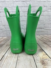 CROCS Handle It Rain Boot Youth Junior J-3 Green Lightweight Waterproof 12803