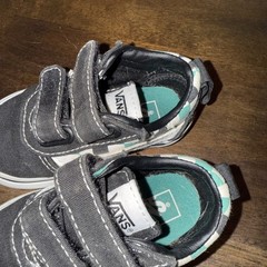 VANS „Off the Wall“ Old Skool Checkered Shoes Toddler Size 4 Black White Green