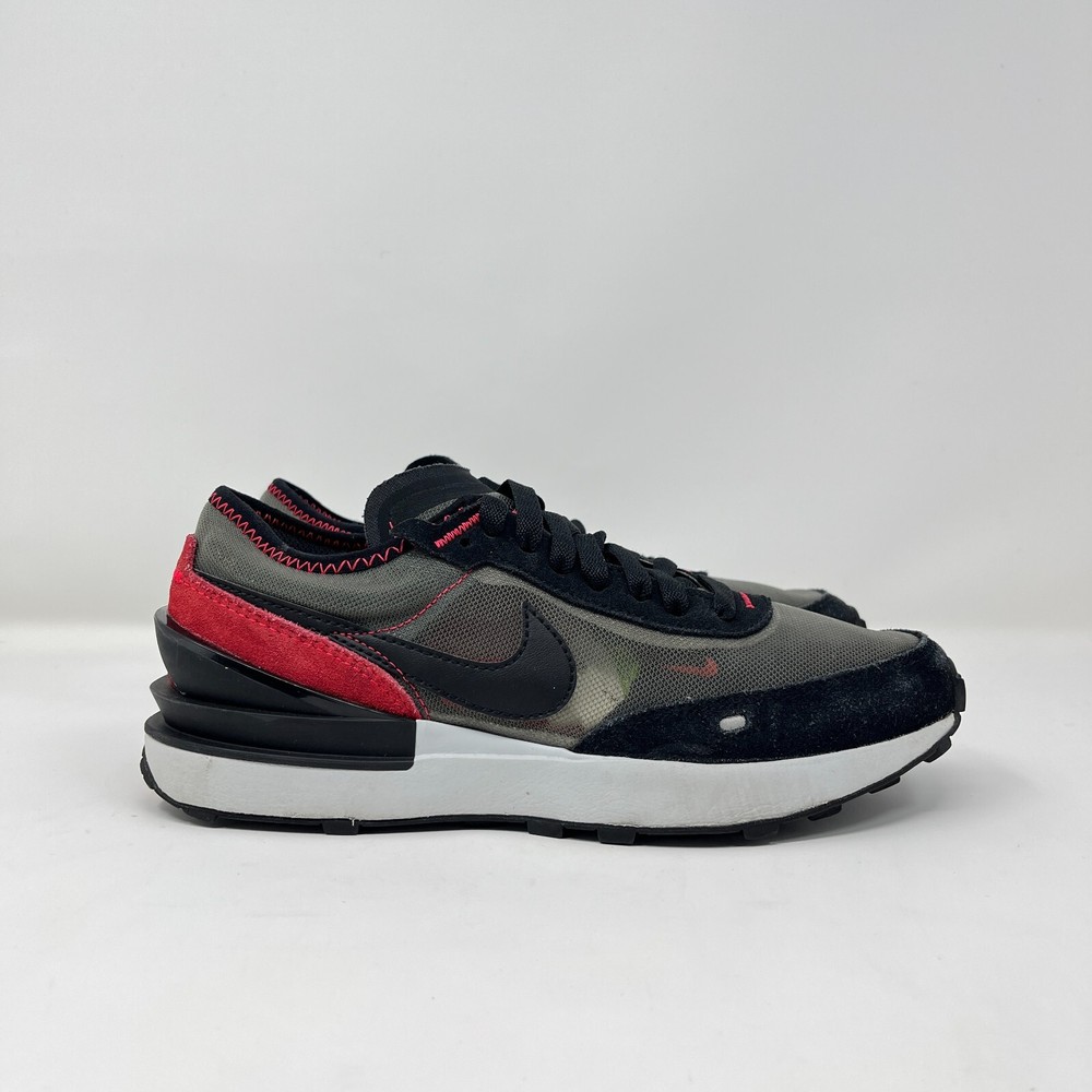 Nike Waffle One Flat Pewter Siren Red Athletic Shoe DC0481-006 Youth Size US 4.5