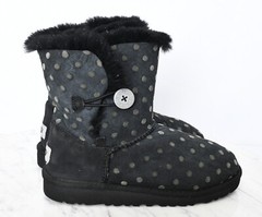 UGG Girls‘ Bailey Button Polka Dot Boots Sheepskin Suede Short Winter Kids Sz 4