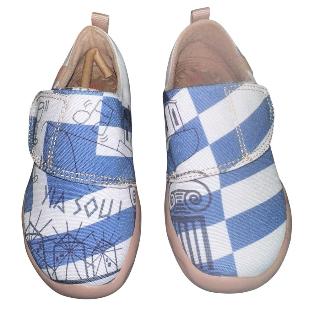 Kid Size UIN Slip On Shoes Canvas Comfortable Loafers ‘Blue Romance’ Size 8C