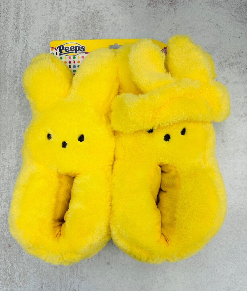 Yellow Peeps Easter Bunny Slippers & Headband Set Girls Size M (13-1 Fluffy