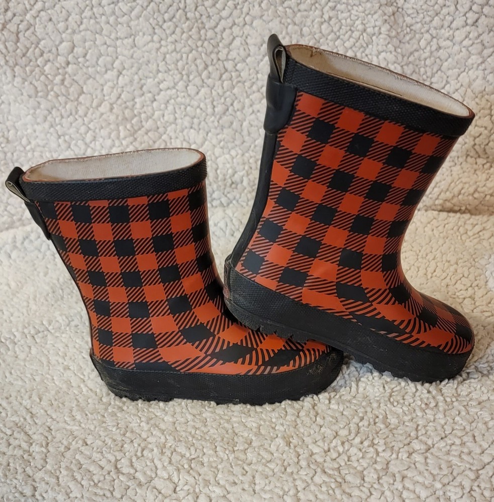 ADORABLE! Lone Cone Rain Boot Unisex sz 6 children Red Buffalo Plaid