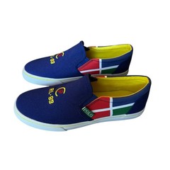 Polo Ralph Lauren Landyn Canvas Slip On Sneakers Youth Size 4 Blue White Red NEW